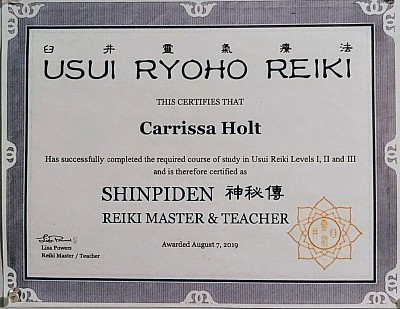 Usui Ryoho Reiki Certification