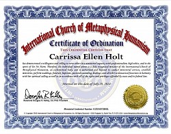 Ordination Certification