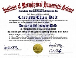 Doctoral Degree Of Philosophy PhD Holistic Healing