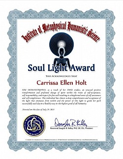 Soul Light Award Certificate