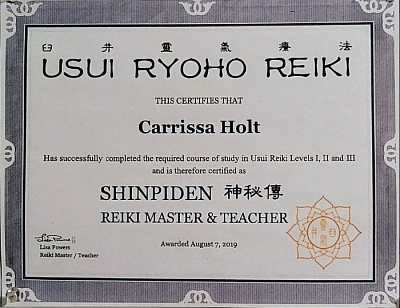 Usui Ryoho Reiki Certification - Master/Teacher - Shinpiden